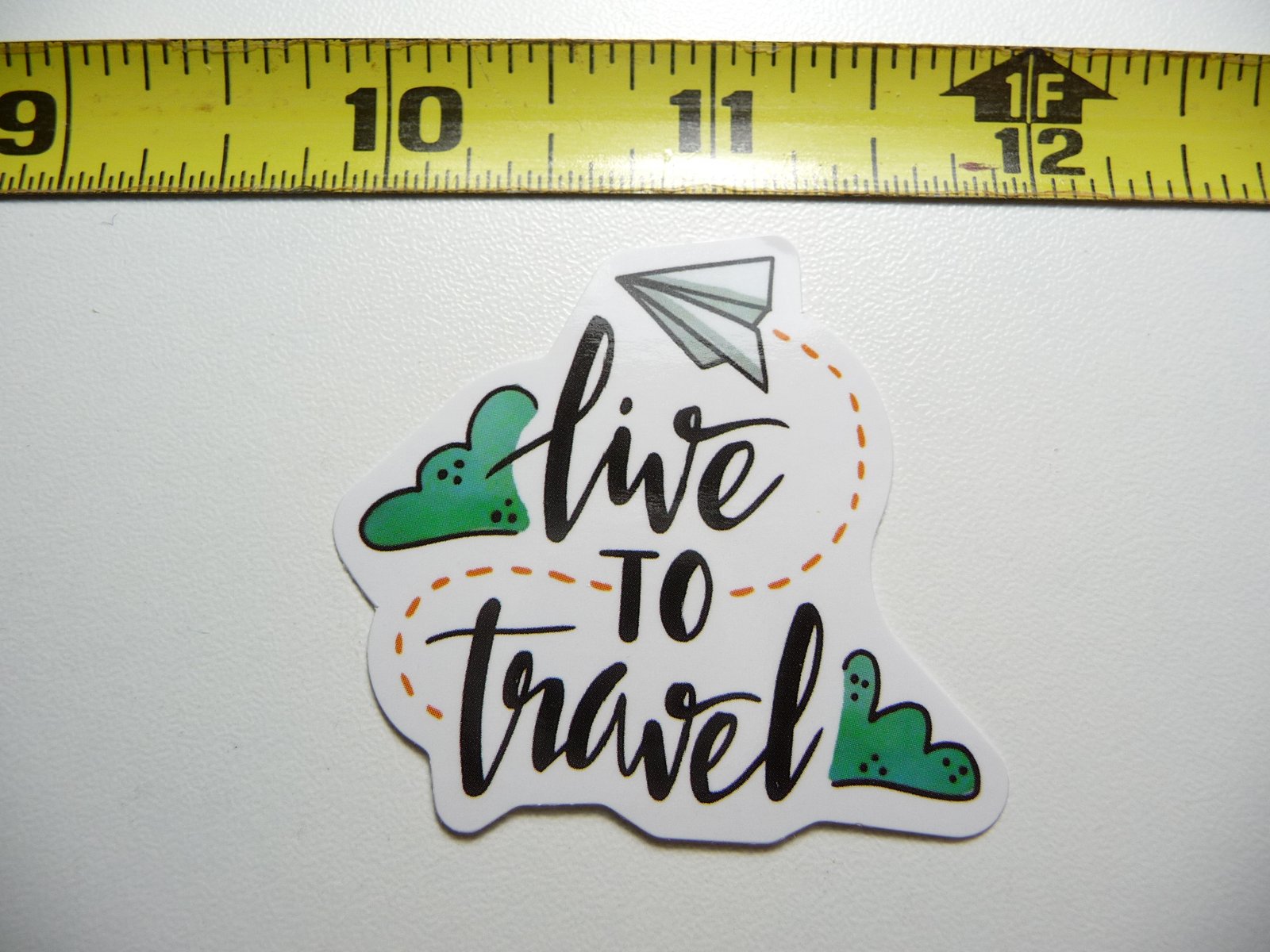 LIVE TO TRAVEL PAPER AIRPLANE DECAL STICKER GLOSSY MOTIVATIONAL POSITIVE - Afbeelding 1 van 1
